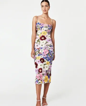 Alemais Evergreen Midi Dress Multi Size 12