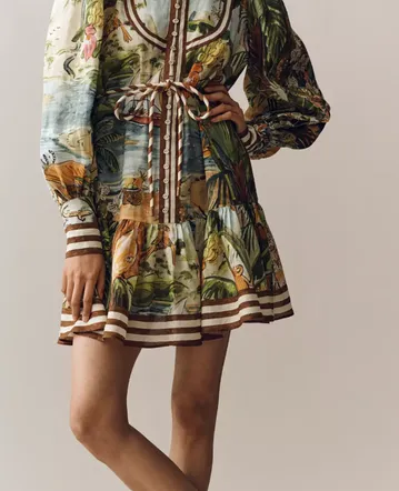 off shoulder dress with puff sleeves Ulla Johnson Nina Off-the-Shoulder Twill Gabardine Dress