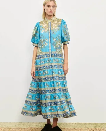 knee length dresses for ladies Ray Denim Midi Dress-SEA SPRAY WASH / 4