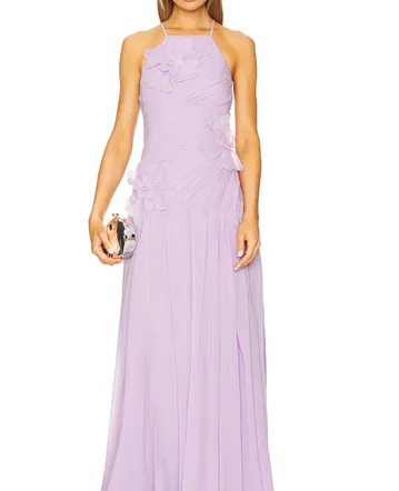 knee length dresses for ladies Alémais Orange Blossom Spliced Midi Dress in Multi main image 1