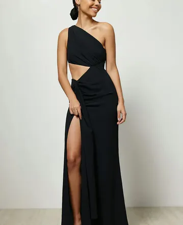 estrella maxi dress in nutshell brown camila coelho Calise Satin Bow Detail Midi Dress for Women in Gold, Size: 2, by LoveShackFancy main image 0