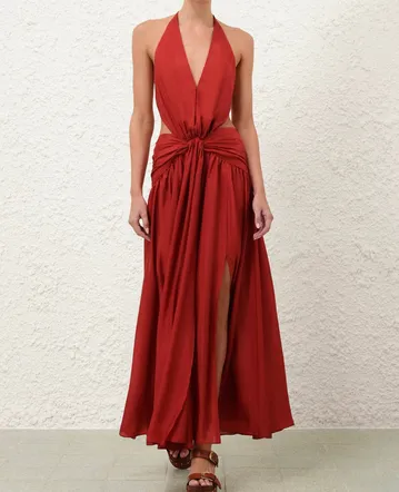 Helsa Jersey Backless Maxi Dress Dove Grey Size S