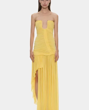 slim fit dress slacks Acler Queensbridge Dress, Gold – Plus One Dress Hire main image 1