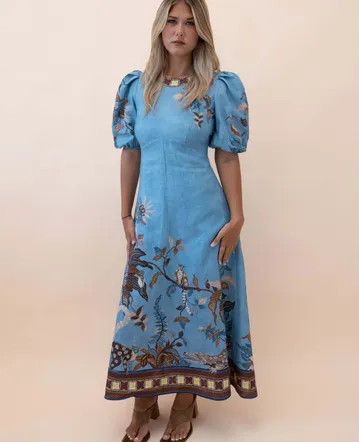cotton lace mini dress Waimari Amarelle Blue Lace Cotton Mini Dress