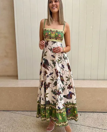 Camila Coelho Estrella Maxi Dress Brown Size 6 & 8