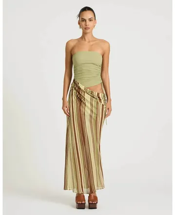 knee length dresses for ladies ALÉMAIS Rosemary Embroidered Linen Scarf Tie Dress main image 1