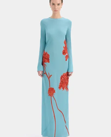 white christmas dresses Ever-Pretty Elegant V-Neck Long Lantern Sleeves Chiffon Evening Dress with Sequin