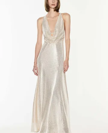 Jaded London Dahlia Hand-Beaded Backless Chiffon Maxi Dress Multi Size 6