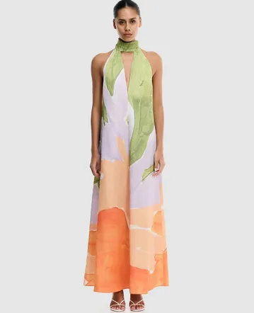 Alemais Elisabetta Ruffle Midi Dress Multi Size 8