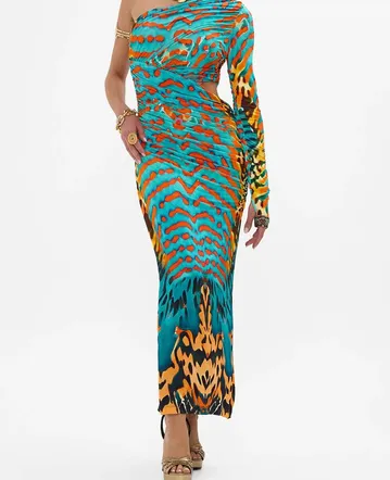 knee length dresses for ladies Sara Midi Dress in Green Floral