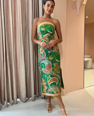Zimmermann Golden Asymmetric Midi Dress Gold Size 2