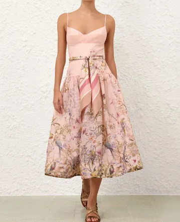 knee length dresses for ladies Light Olive Split Neck Tiered Midi Dress