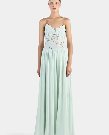 sir willa lace trimmed cutout silk maxi dress Sir. Willa Lace-Trimmed Cutout Maxi Dress - Pastel Yellow