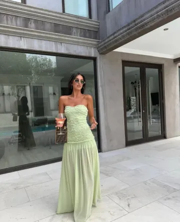 Aje Tidal Tucked Cut Out Midi Dress Green Size 10