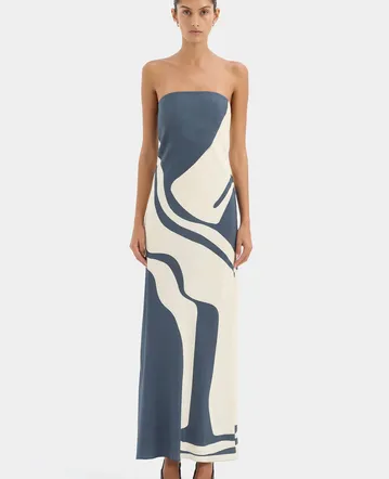 Leo Lin Rose Blanche Bustier Midi Dress Multi Size 12