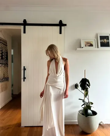 knee length dresses for ladies Eleanora Tie Shoulder Dress  The One Night Stand Rental