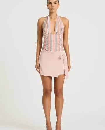 slim fit dress slacks Alicia Satin Halter Mini Dress main image 1