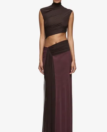 suboo marble sleeveless ruched maxi dress Marble Sleeveless Ruched Maxi Dress
