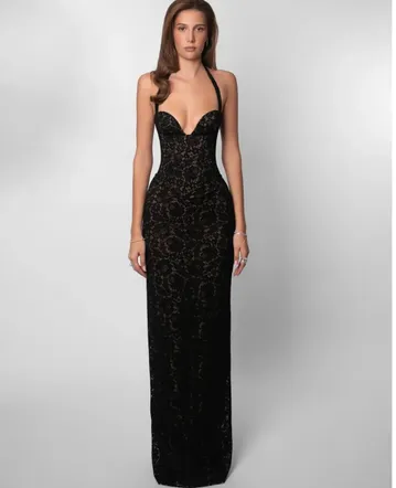 chinese dress ladies Anabella Black Lace Up Maxi Dress by House of CB