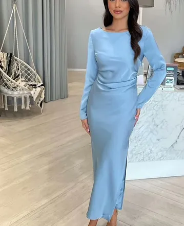 Leo Lin Odette Midi Dress Sky Blue Size 12