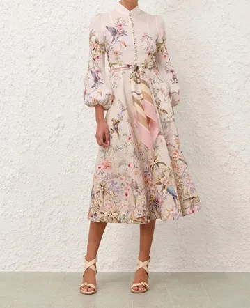 Aje Madeleine Belted Midi Dress Lilac Size 16