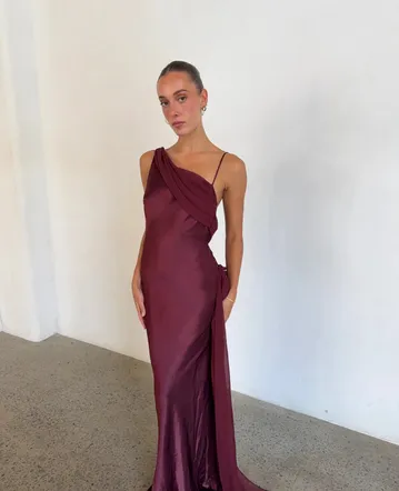 cornelia mini dress - plum brown Cornelia Mini Dress HONEY HIRE BOUTIQUE
